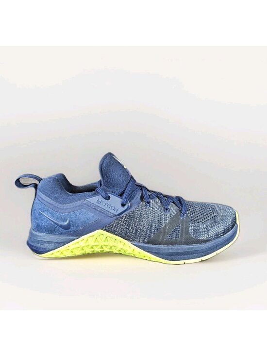 Nike Metcon Flyknit 3 Blue Obsidian Volt Athletic Shoes AQ8022-407 - Men\'s 8.5